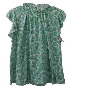 Melloday Green flower pattern shirt